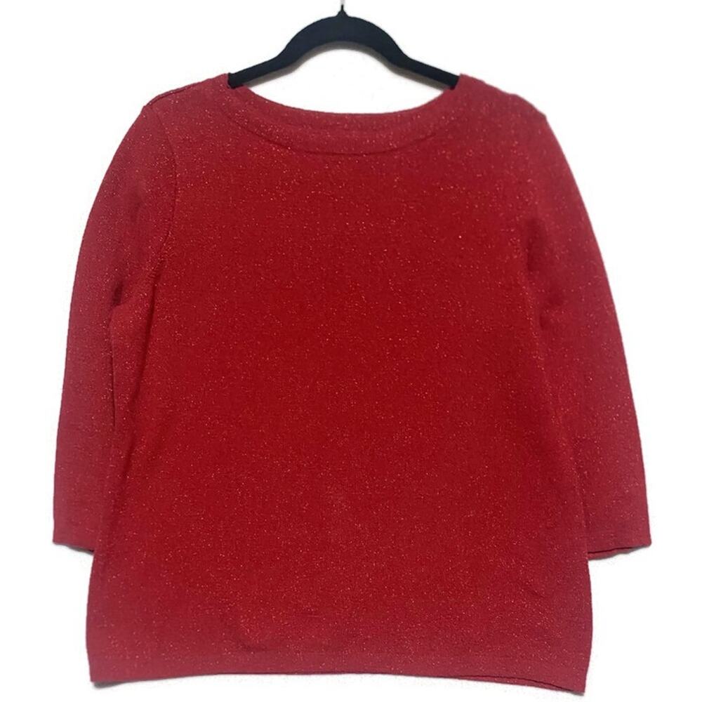 Liz Claiborne Career Pullover Top Red Size Large Cotton Blend Crew Neck